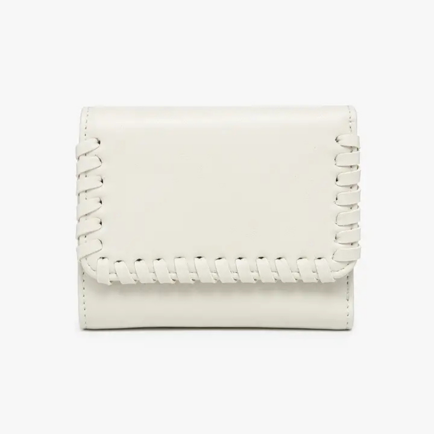 Logan Whipstitch Tri-fold wallet in off white