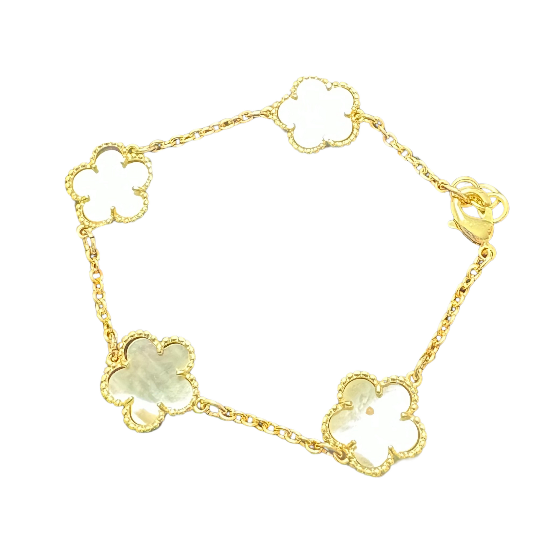 Adjustable clover bracelet in mother of pearl