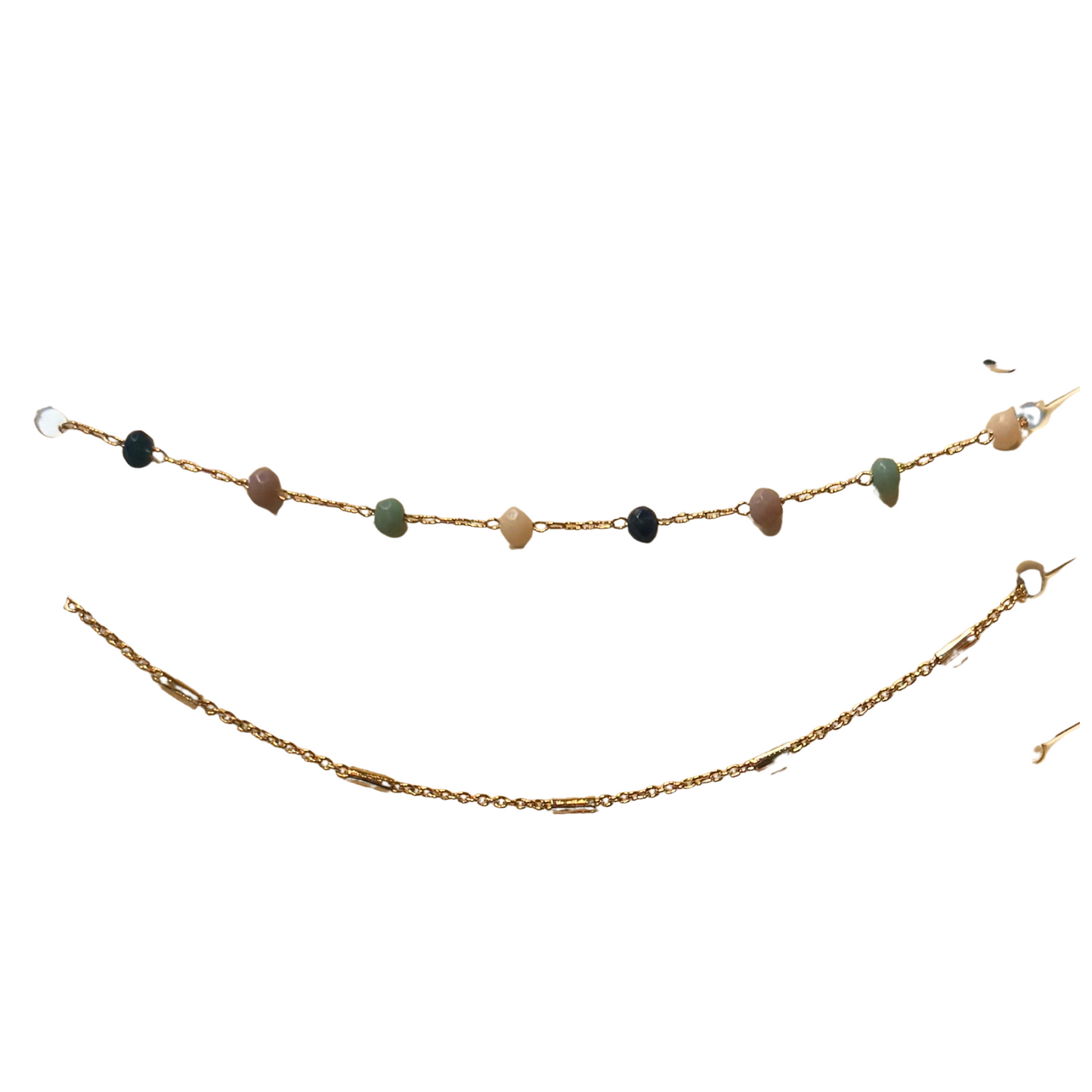 Double Strand beaded anklet in multicolor and gold
