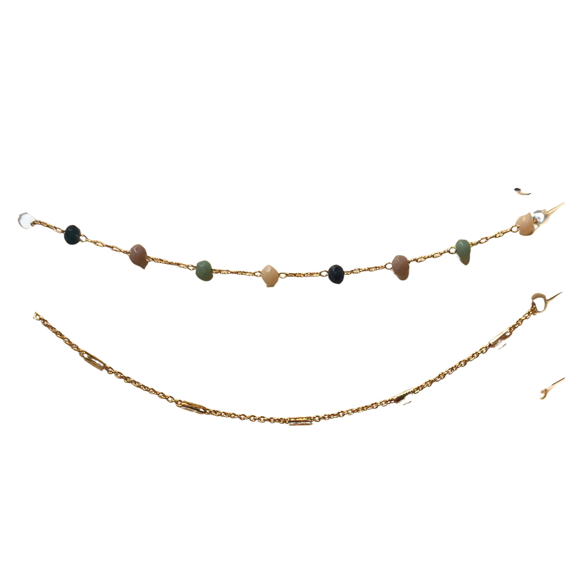 Double Strand beaded anklet in multicolor and gold