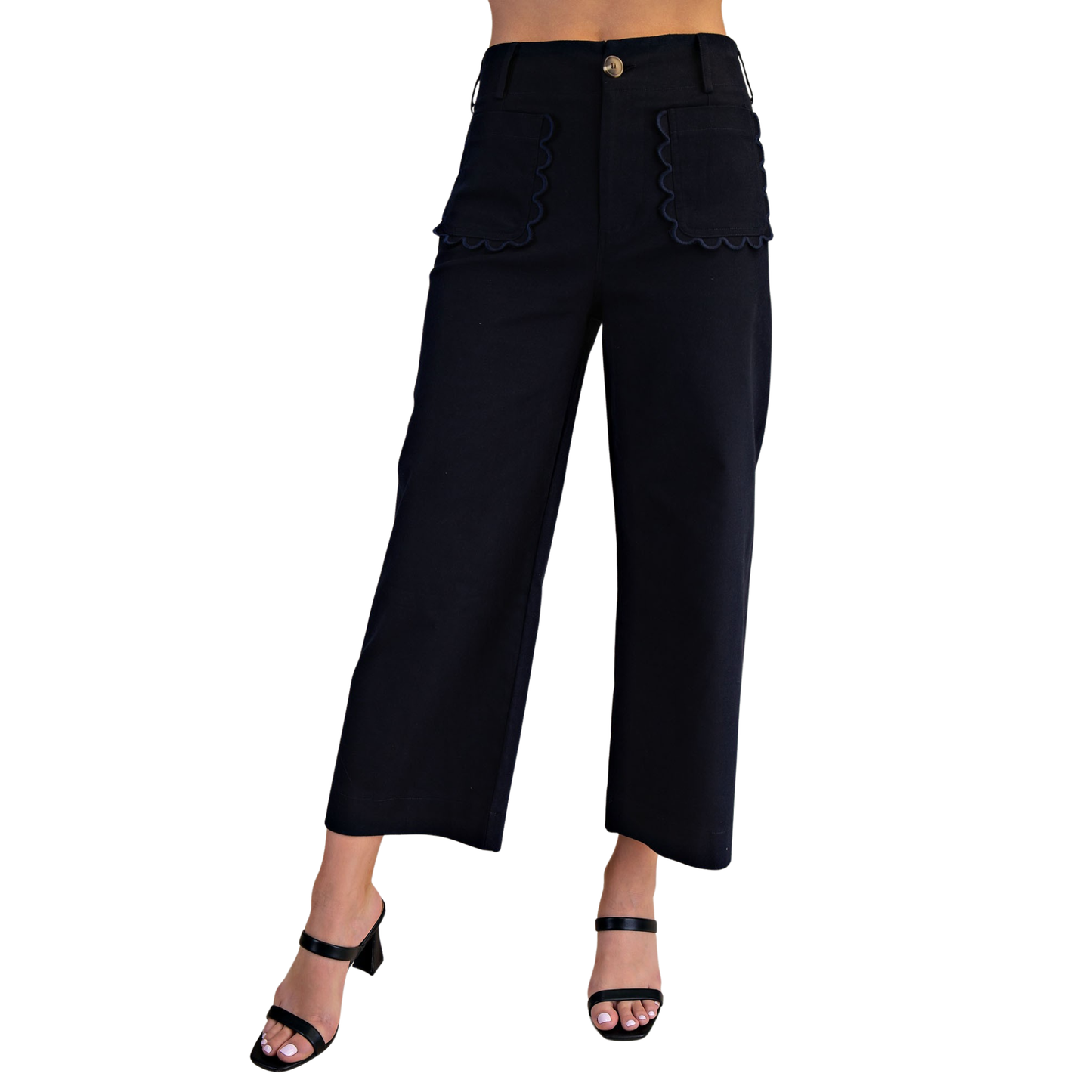 Colette Wide Leg Cropped pants in navy