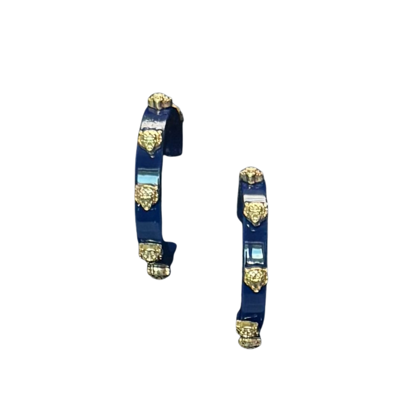 Game Day Hoop Earrings in Navy