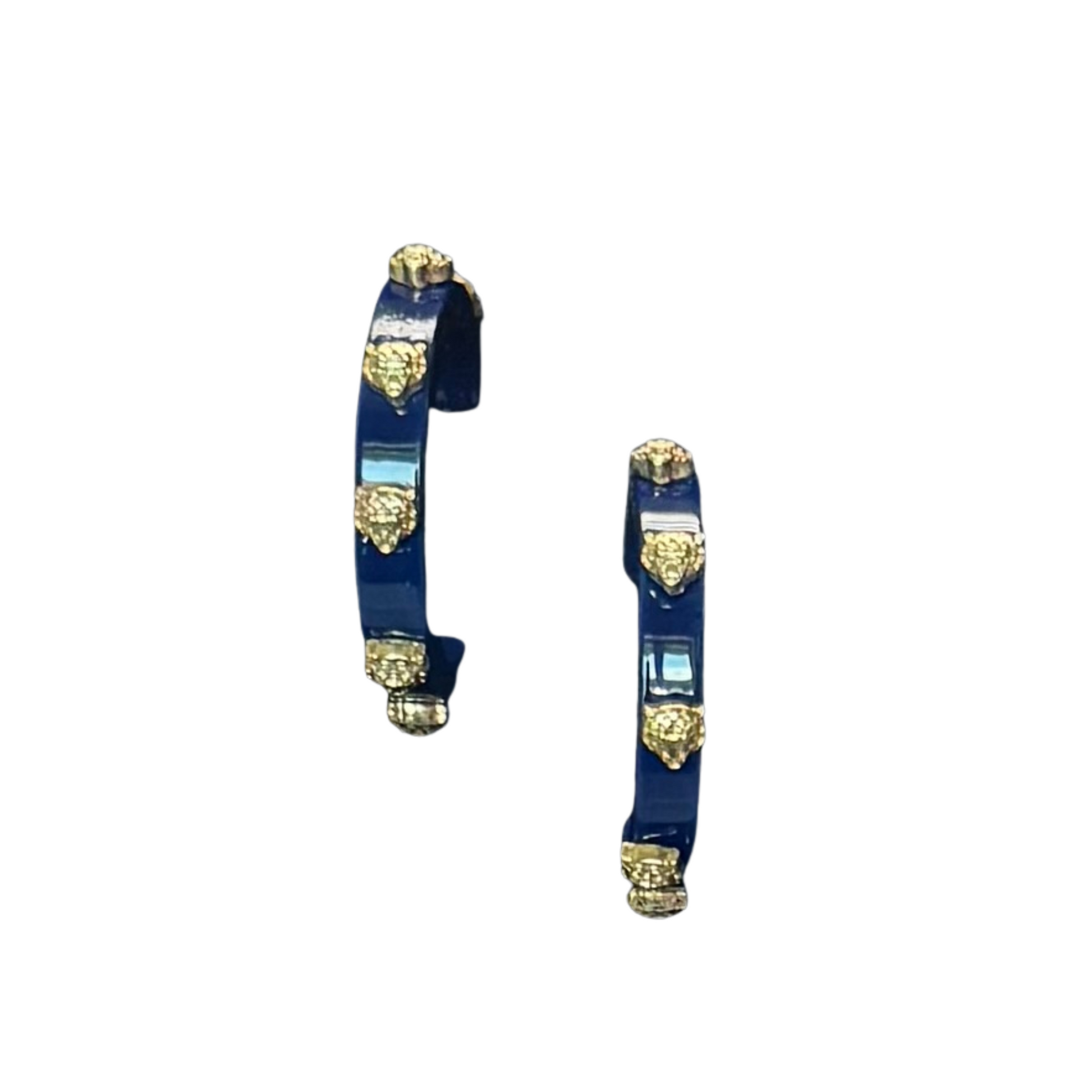 Game Day Hoop Earrings in Navy