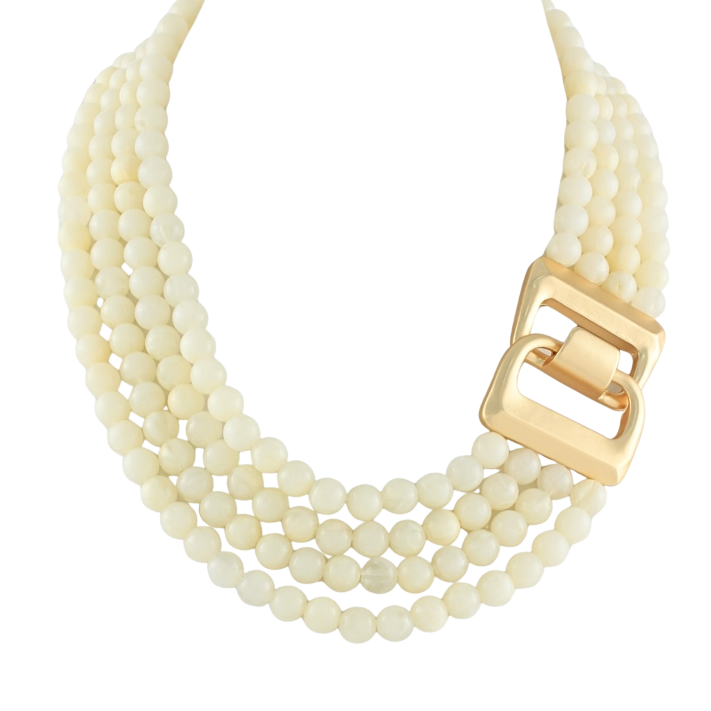 Multi Strand Beaded Necklace in off white