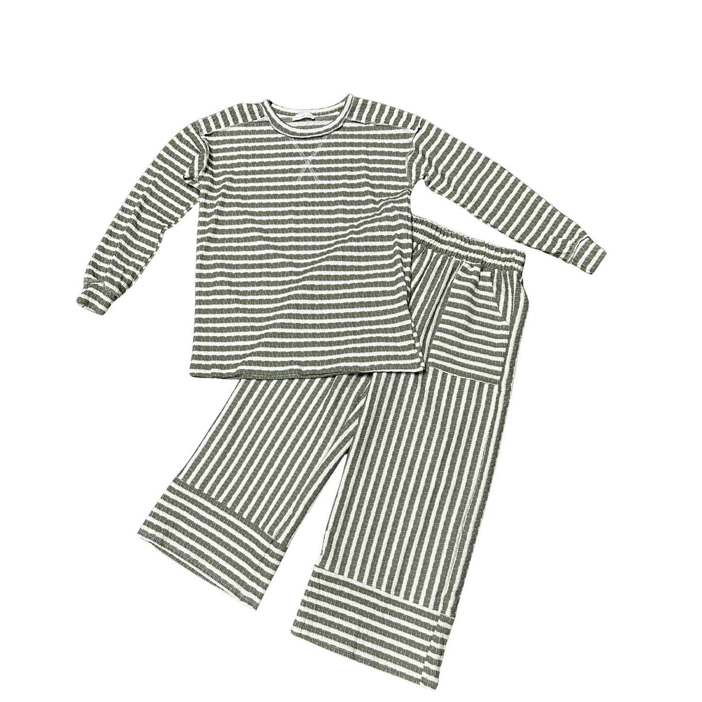 Striped Top and Bottom Set in Olive