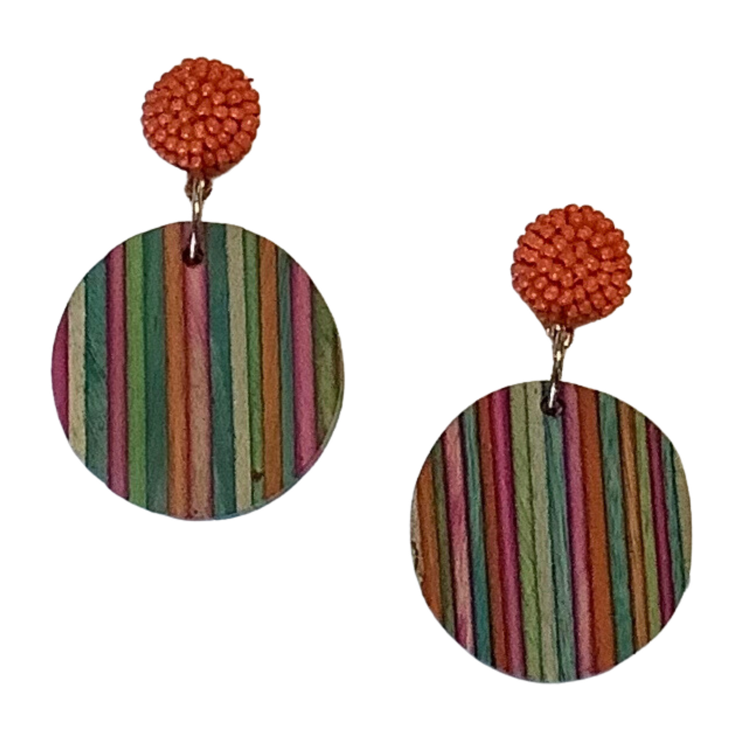 Colorful Wood Striped Earrings