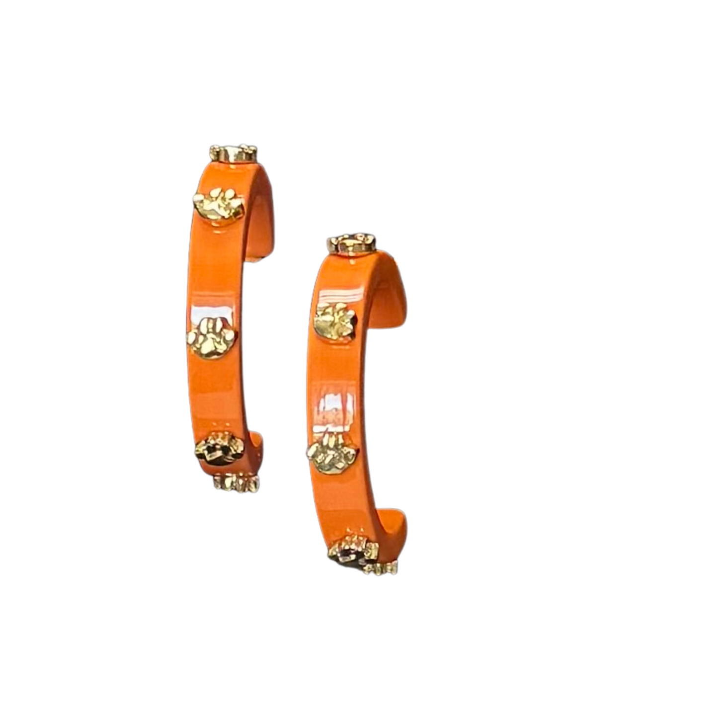 Game Day Hoop Earrings in Orange