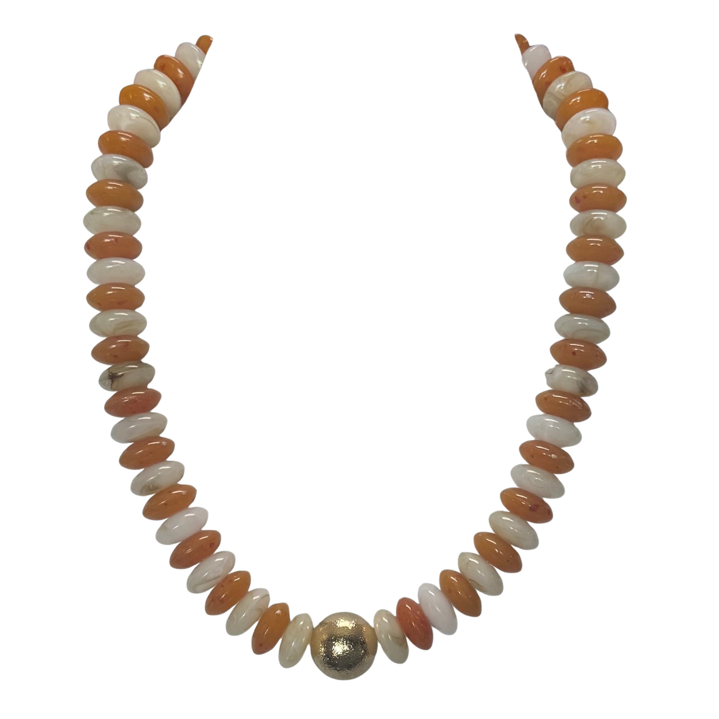 Chunky Beaded Necklace in orange and white