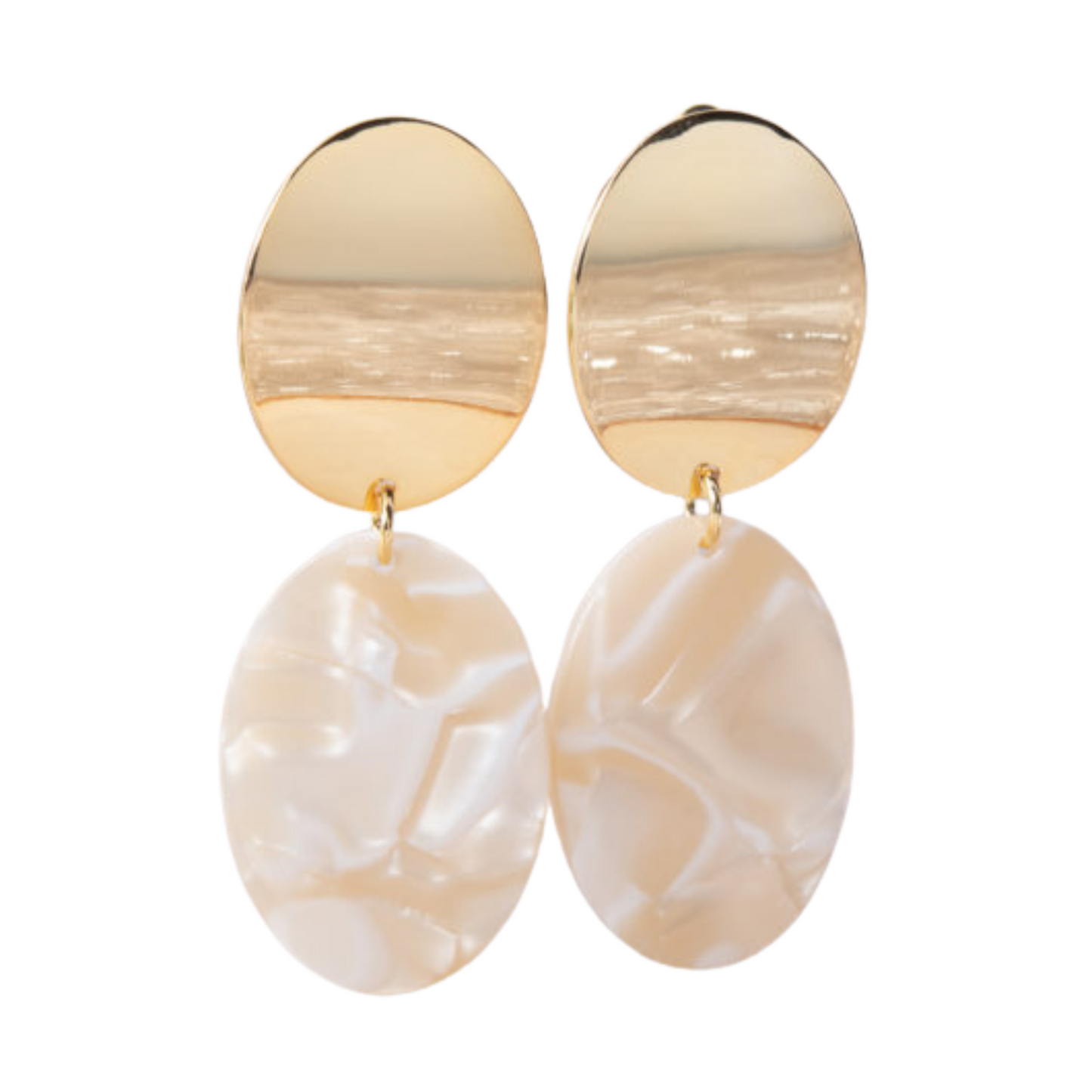 These oval drop earrings from Amanda Blu feature elegant gold with ivory accents. The dangle design adds a touch of sophistication to any outfit. Elevate your style and add a touch of luxury with these stunning earrings.