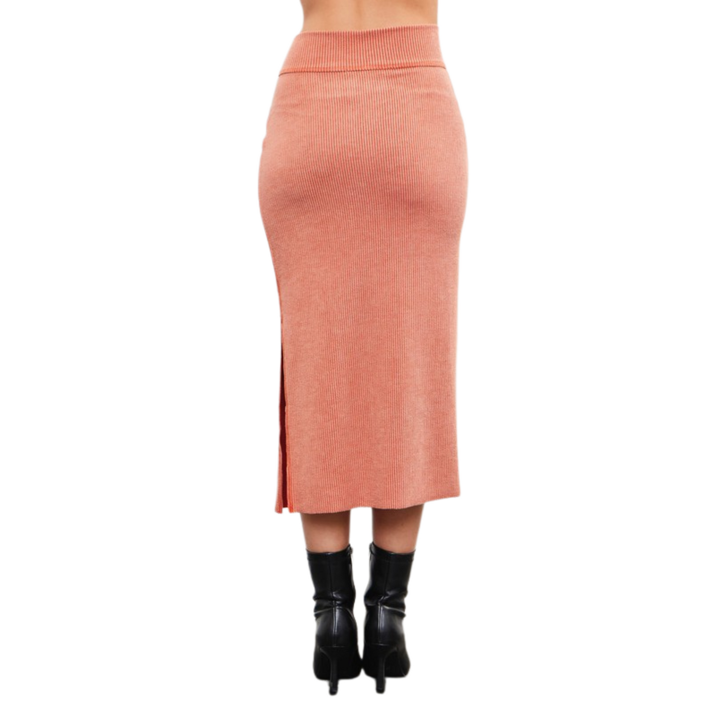 Side slit skirt in persimmon orange