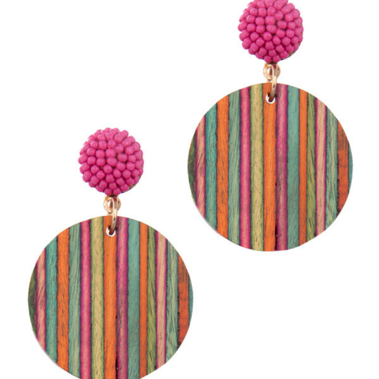 Colorful Wood Striped Earrings