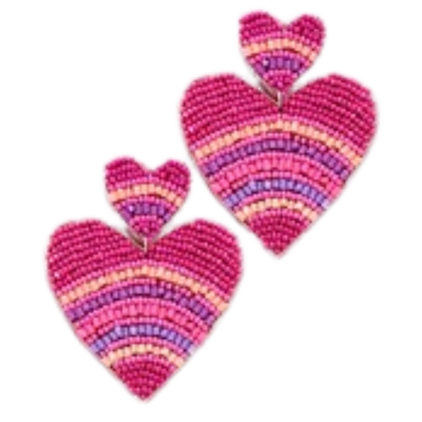 Dangle Heart Earrings in pink and purple