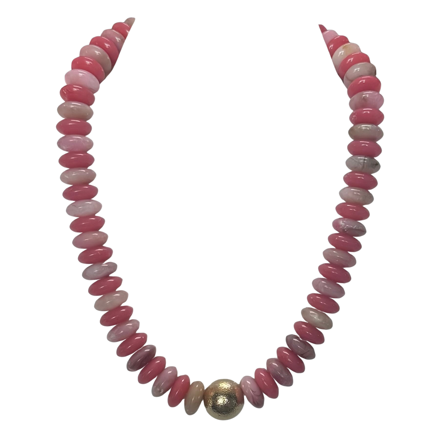 Chunky Beaded Necklace in pink and white