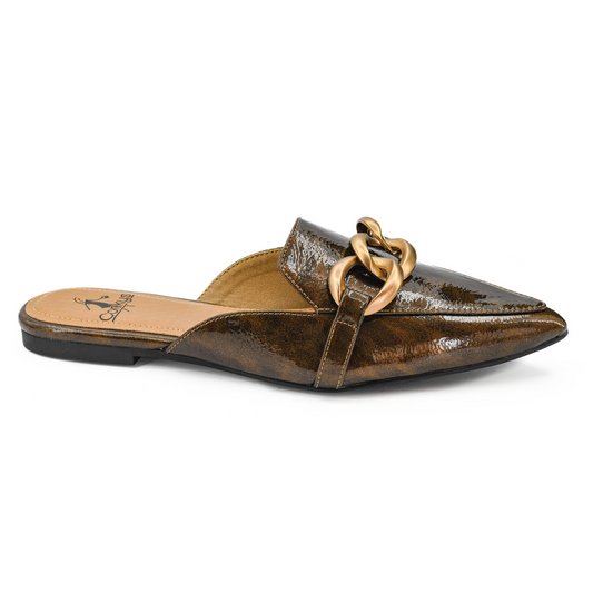 Elevate your style effortlessly with the Playin For Keeps slide-on sandal by Corkys. Featuring a sophisticated bronze color and a chic chain accent, this design combines modern elegance with easy wearability. Perfect for adding a refined touch to any outfit, these slides offer both comfort and standout appeal for the discerning fashion enthusiast.