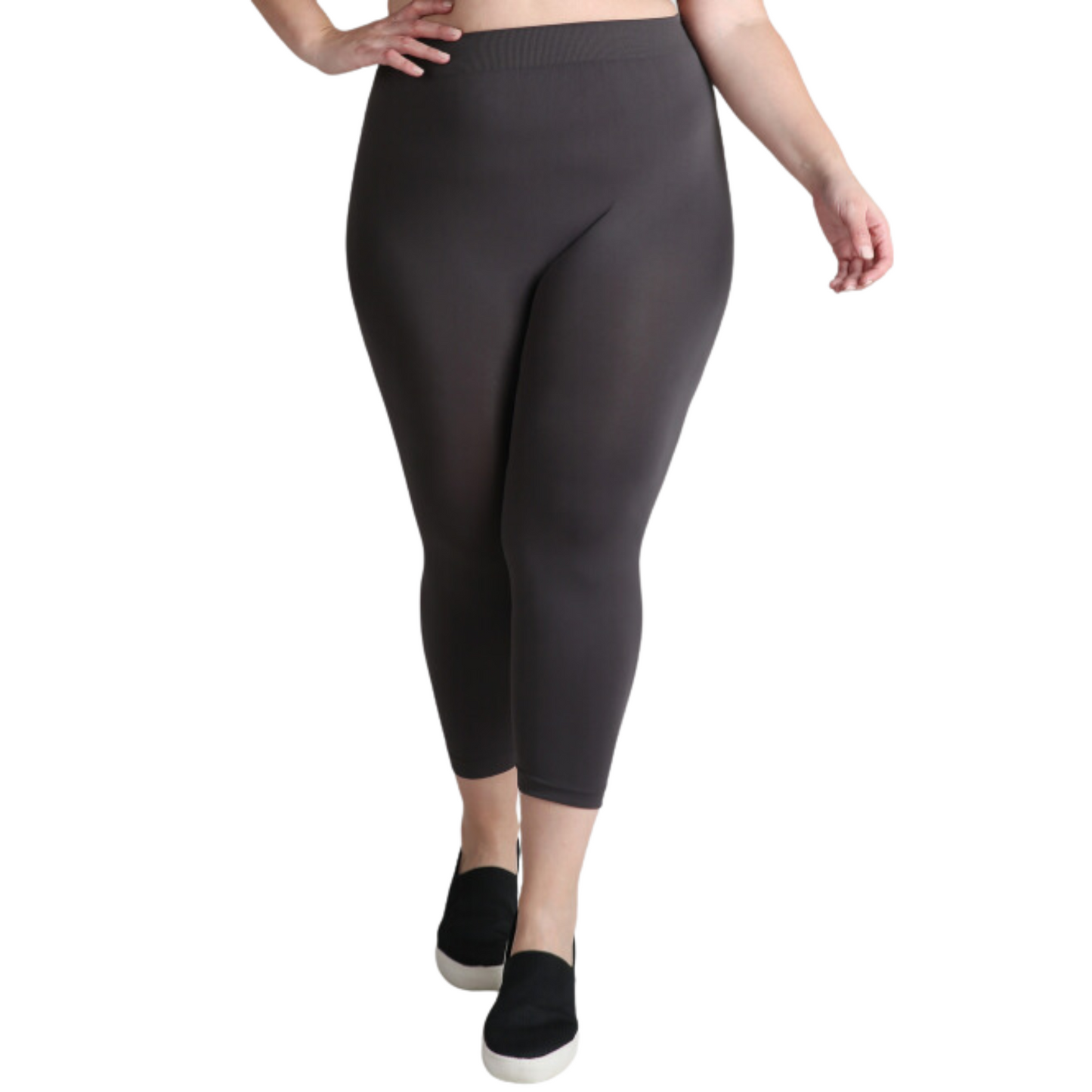 Nikibiki plus size capri leggings in charcoal