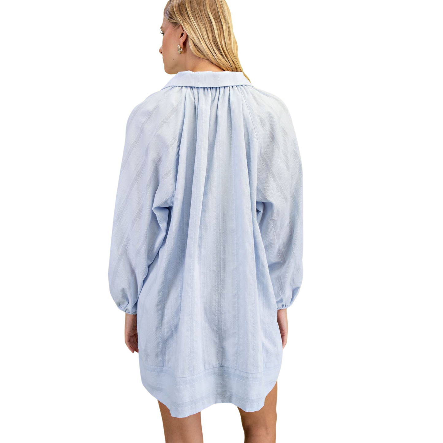 Elevate your casual wardrobe with this light denim mini dress from GiGio. Featuring a classic collared neckline and long sleeves, it offers timeless style with modern versatility. The textured fabric adds subtle dimension, while the mini length keeps the look fresh and contemporary. Perfect for layering or wearing solo, this piece transitions seamlessly from day to night.