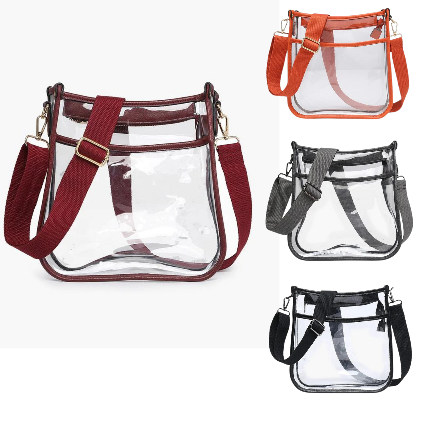 Introducing Posie, a compact rendition of our beloved Chloe design, perfect for your on-the-go lifestyle! This clear version is ideal for game day outings, allowing you to showcase your essentials effortlessly.