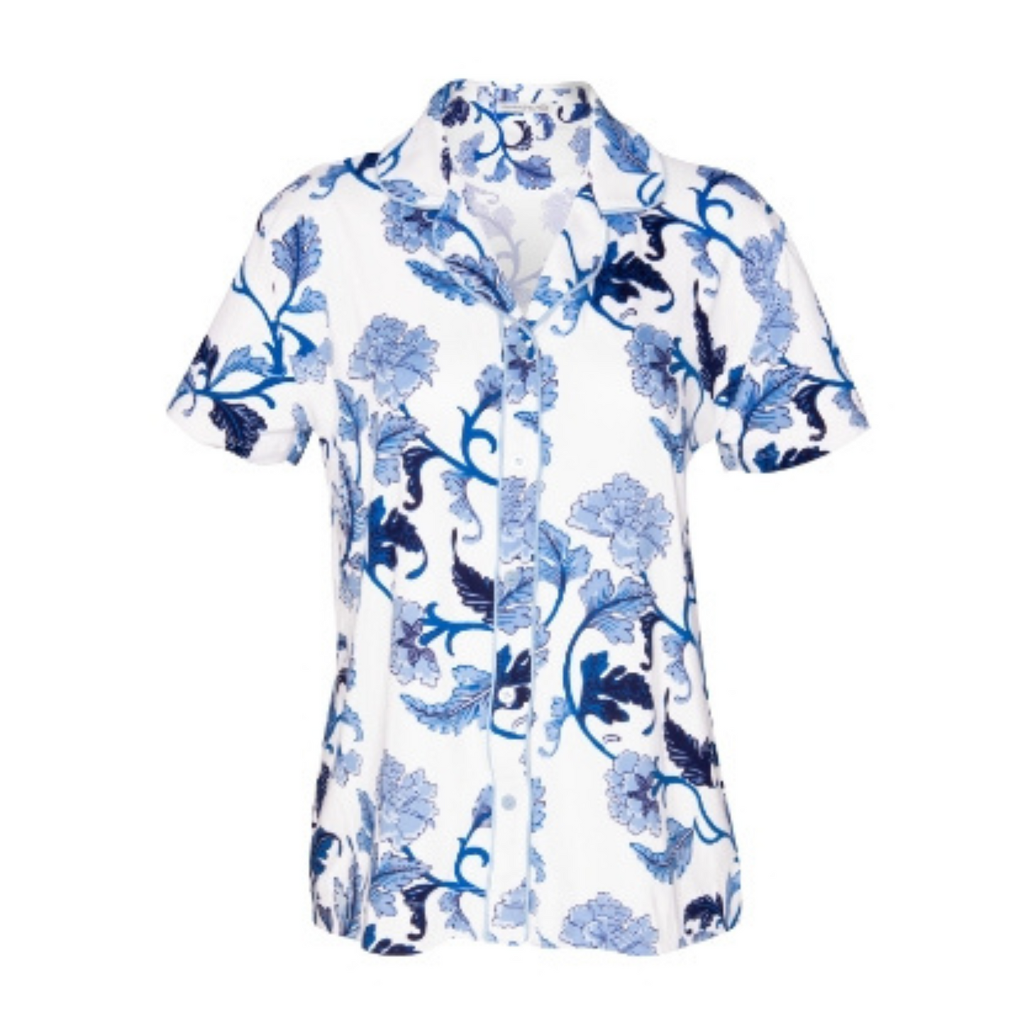 Printed Notch Collar Pajama Top