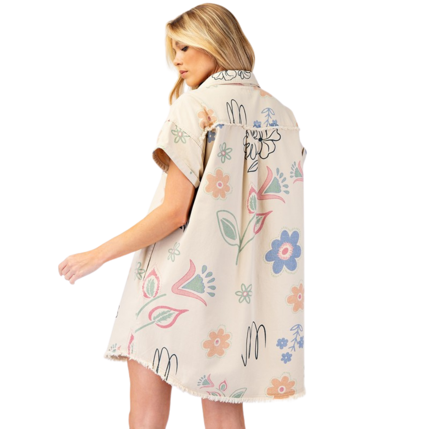 This Easel brand shirt dress comes in a versatile khaki color, perfect for any occasion. The button down design and collared neckline offer a classic and polished look, while the mini dress length adds a touch of modern style. Effortlessly elevate your wardrobe with this lightweight and comfortable dress.