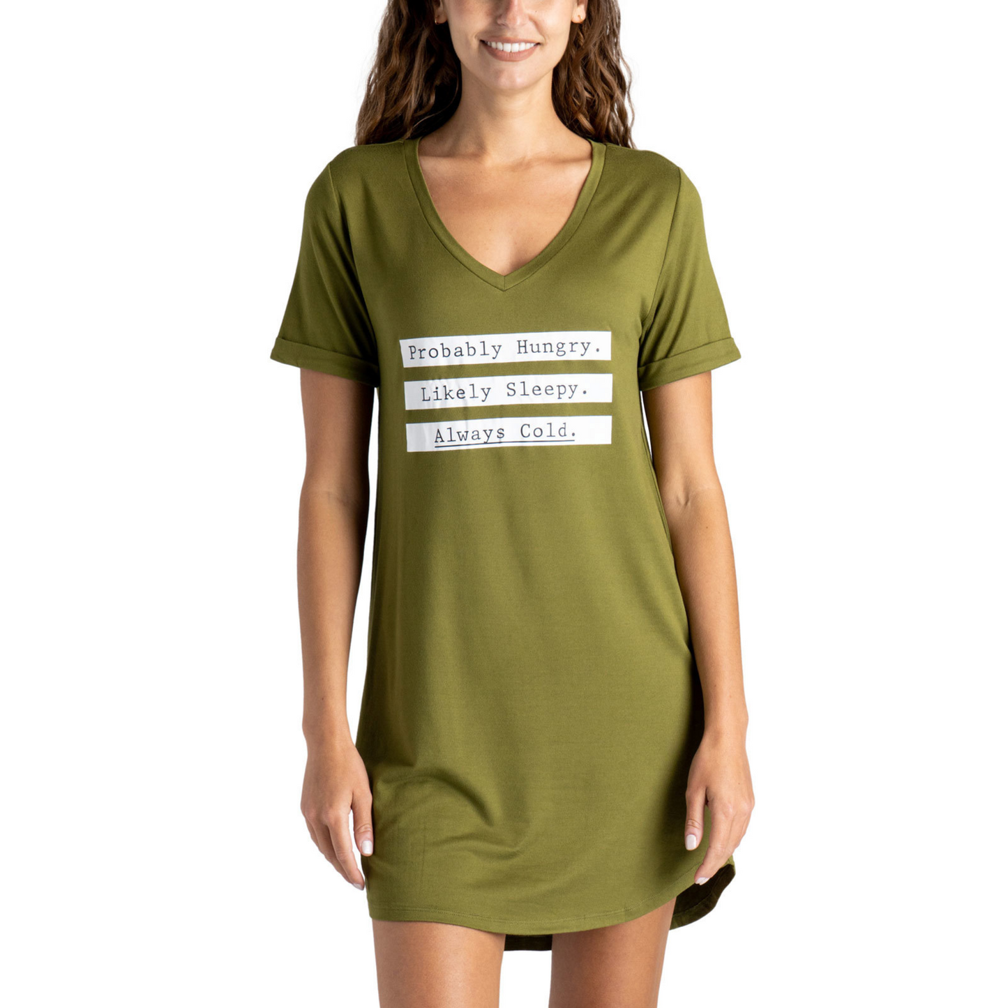 Probably Hungry, Likely Sleepy, Always Cold graphic sleep shirt by Hello Mello