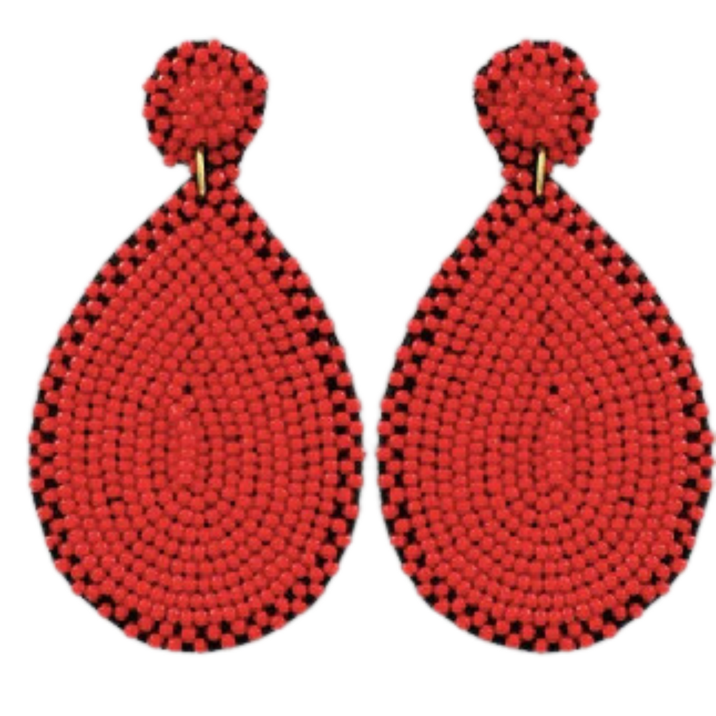 red beaded teardrop earrings