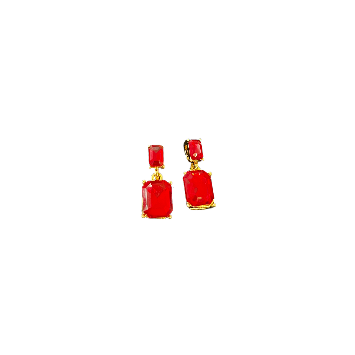 Small gemstone earrings in red