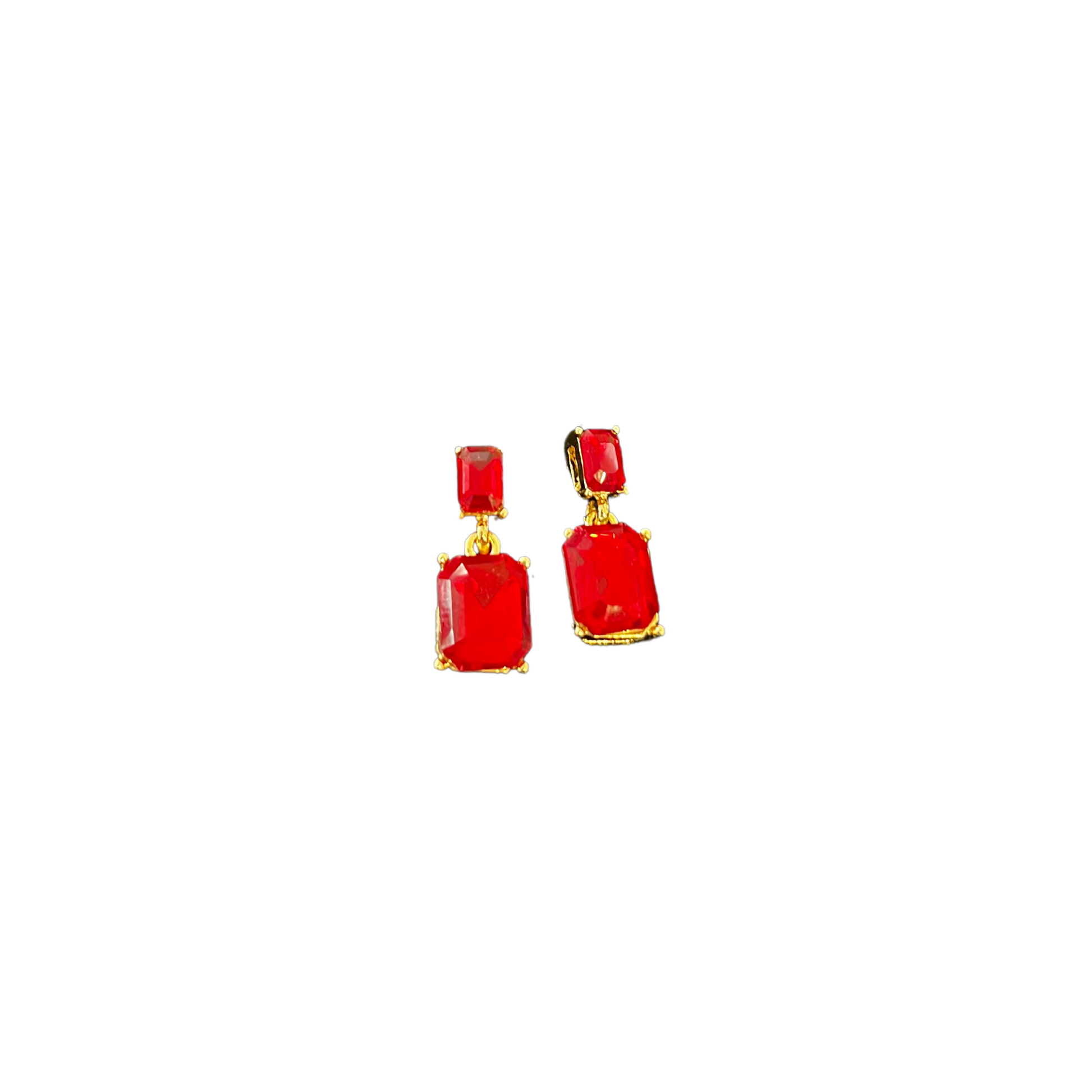 Small gemstone earrings in red