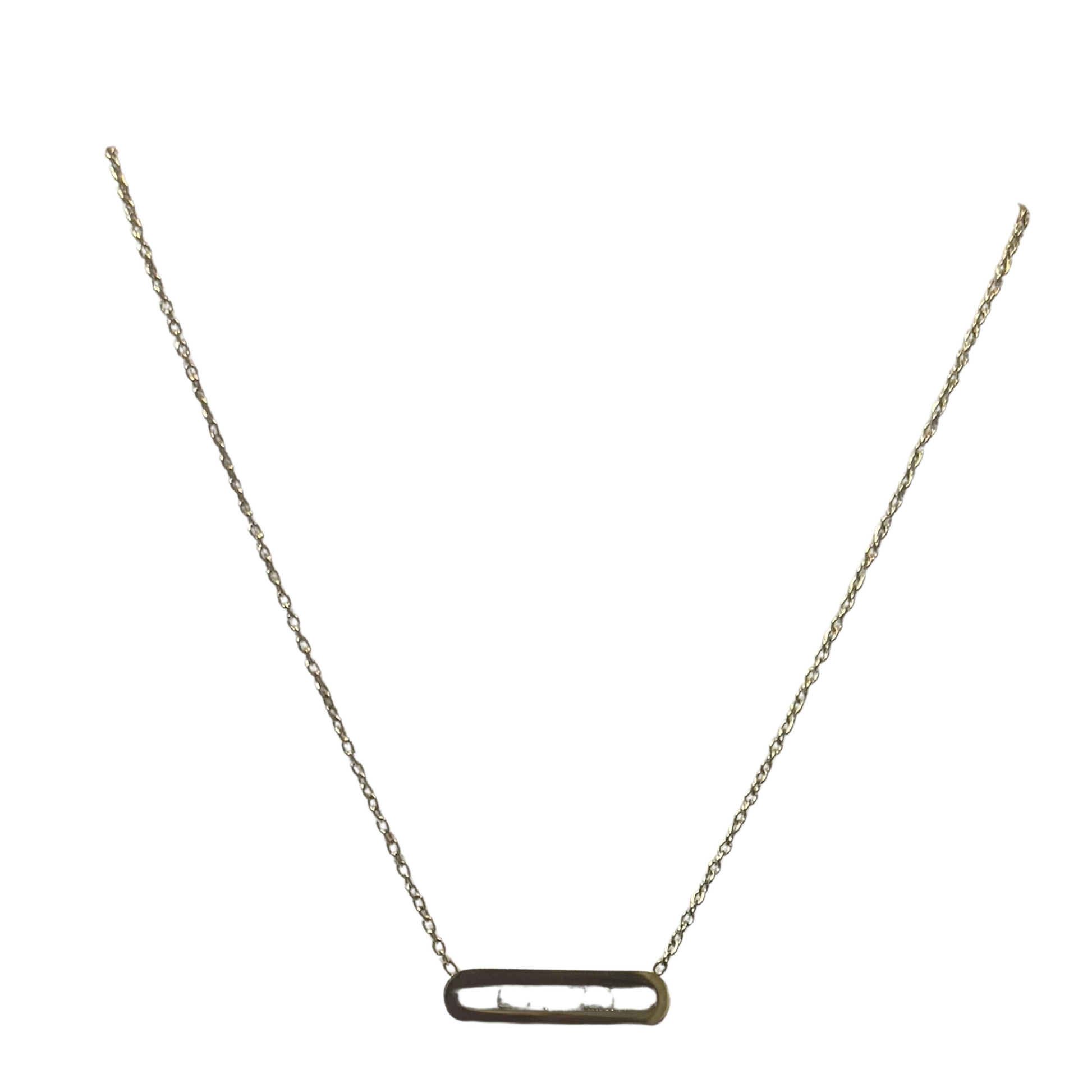 Elevate your style with our stunning Rhinestone Bar Necklace. Made with high-quality gold, this short necklace features a sparkling rhinestone bar accent, adding a touch of elegance to any outfit. Perfect for any occasion, this necklace is a must-have for any fashion-forward individual.