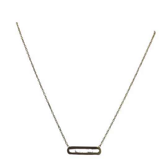 Elevate your style with our stunning Rhinestone Bar Necklace. Made with high-quality gold, this short necklace features a sparkling rhinestone bar accent, adding a touch of elegance to any outfit. Perfect for any occasion, this necklace is a must-have for any fashion-forward individual.