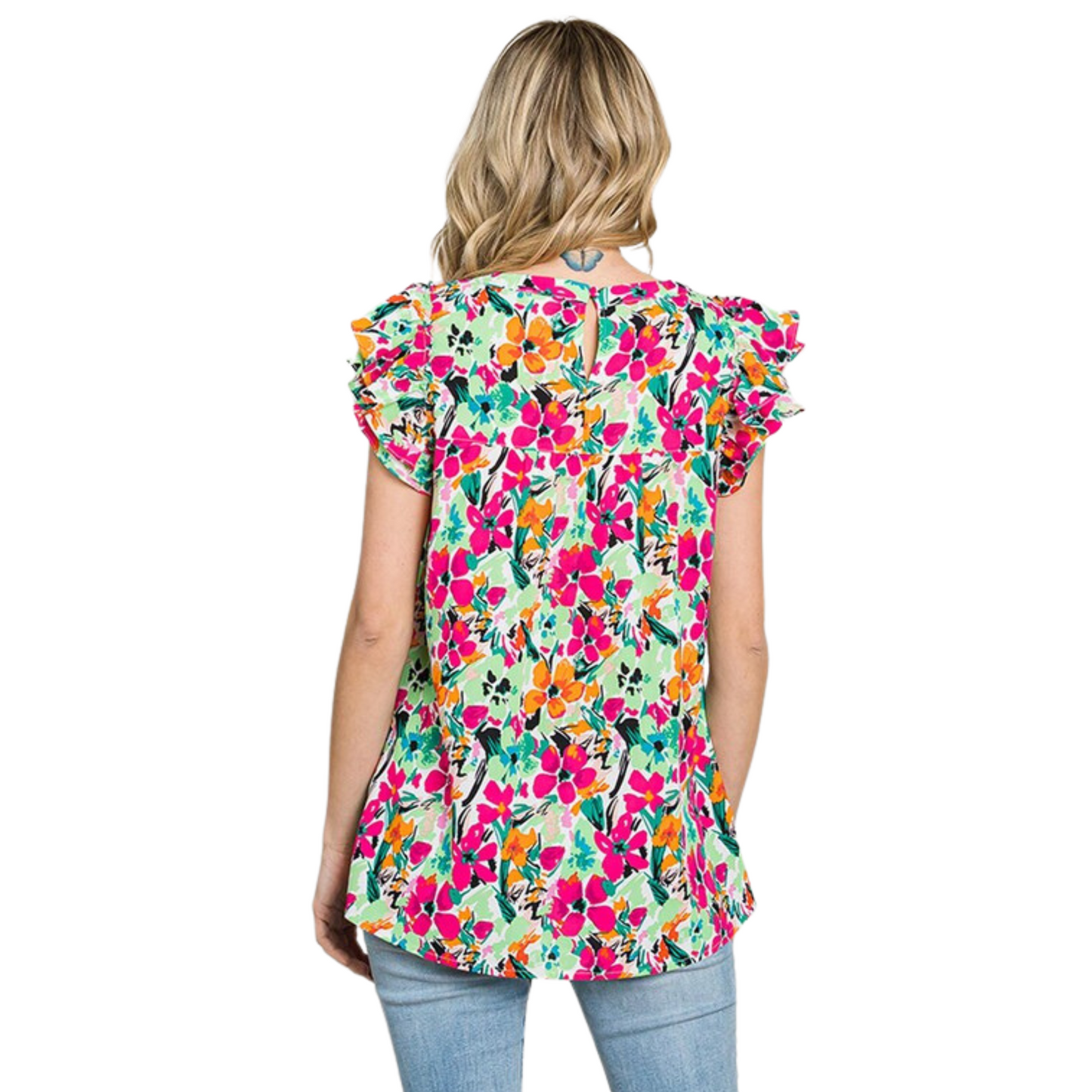 ruffle sleeve floral top