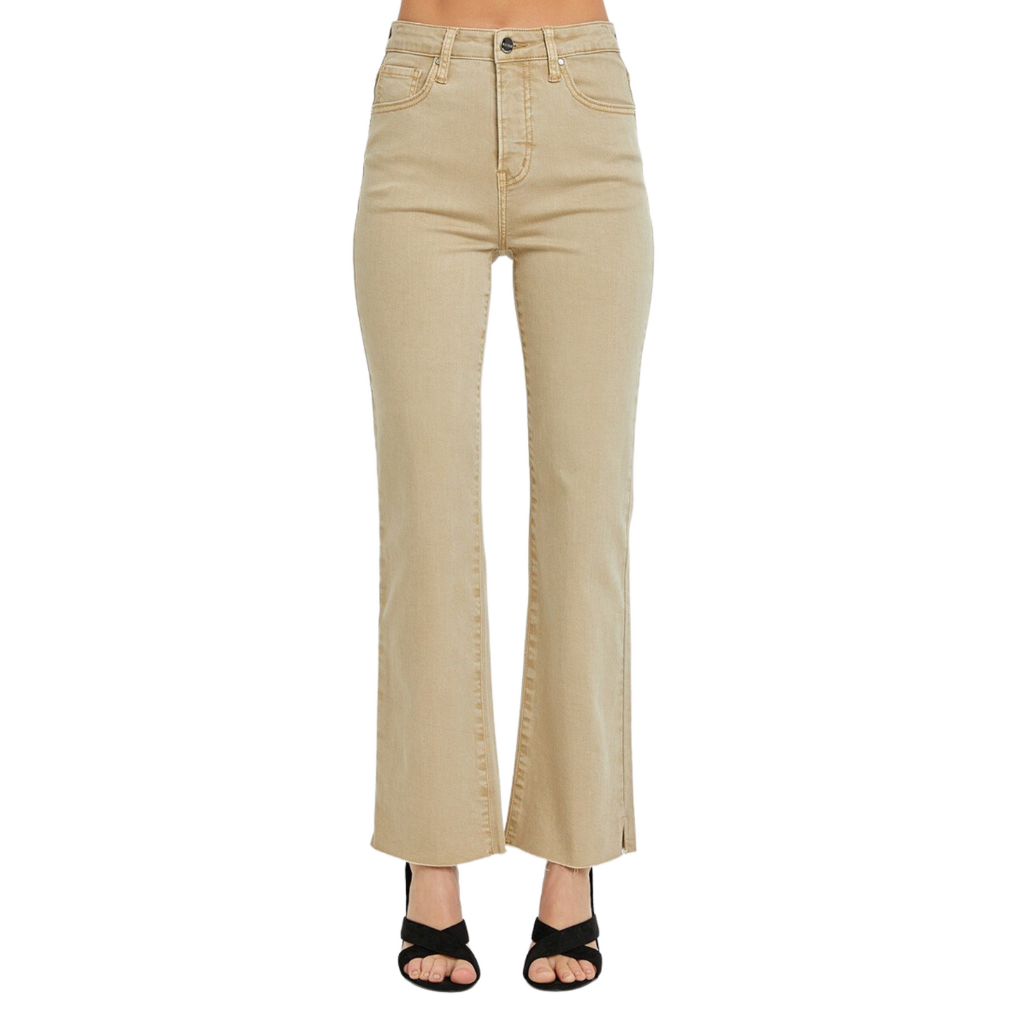 These High Rise Tummy Control Straight Pants are perfect for any occasion. The sand color, raw hem, and straight leg design provide a classic and timeless look. Additionally, the pants come with built-in tummy control to ensure you look your best and feel your best.