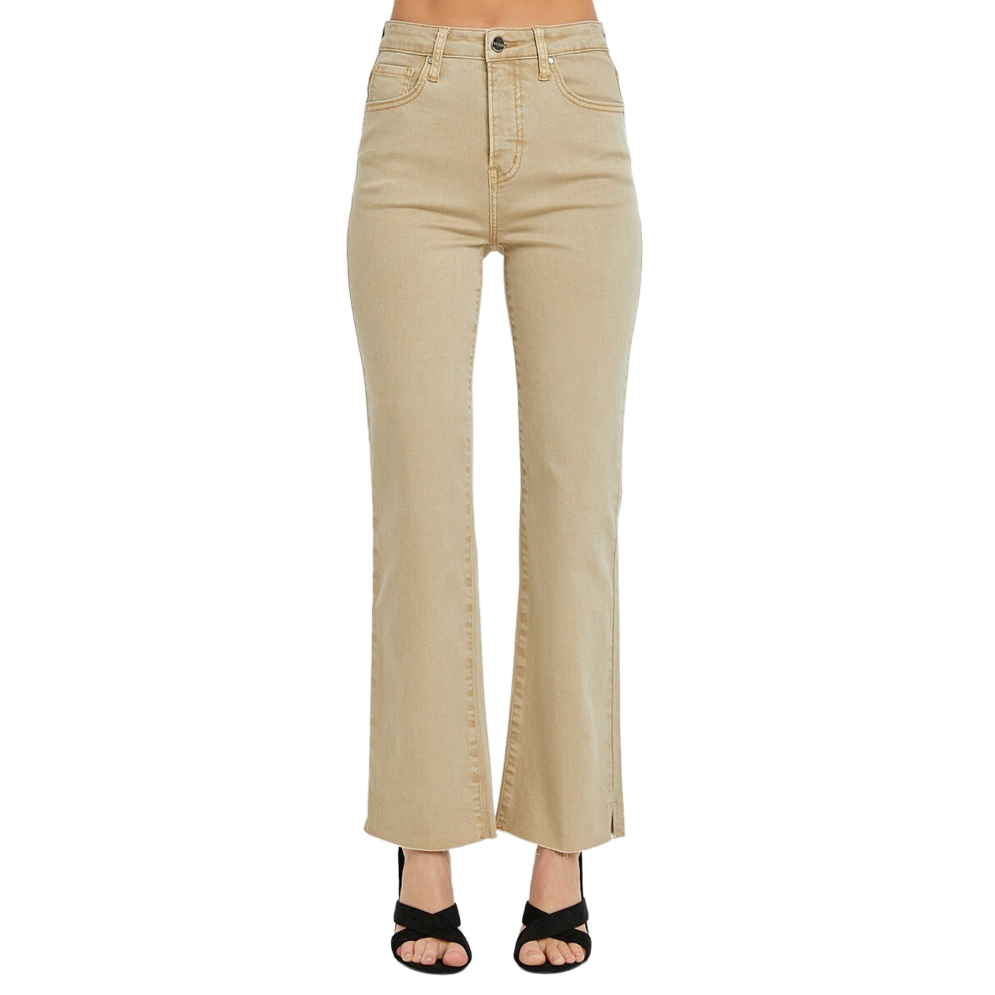 These High Rise Tummy Control Straight Pants are perfect for any occasion. The sand color, raw hem, and straight leg design provide a classic and timeless look. Additionally, the pants come with built-in tummy control to ensure you look your best and feel your best.