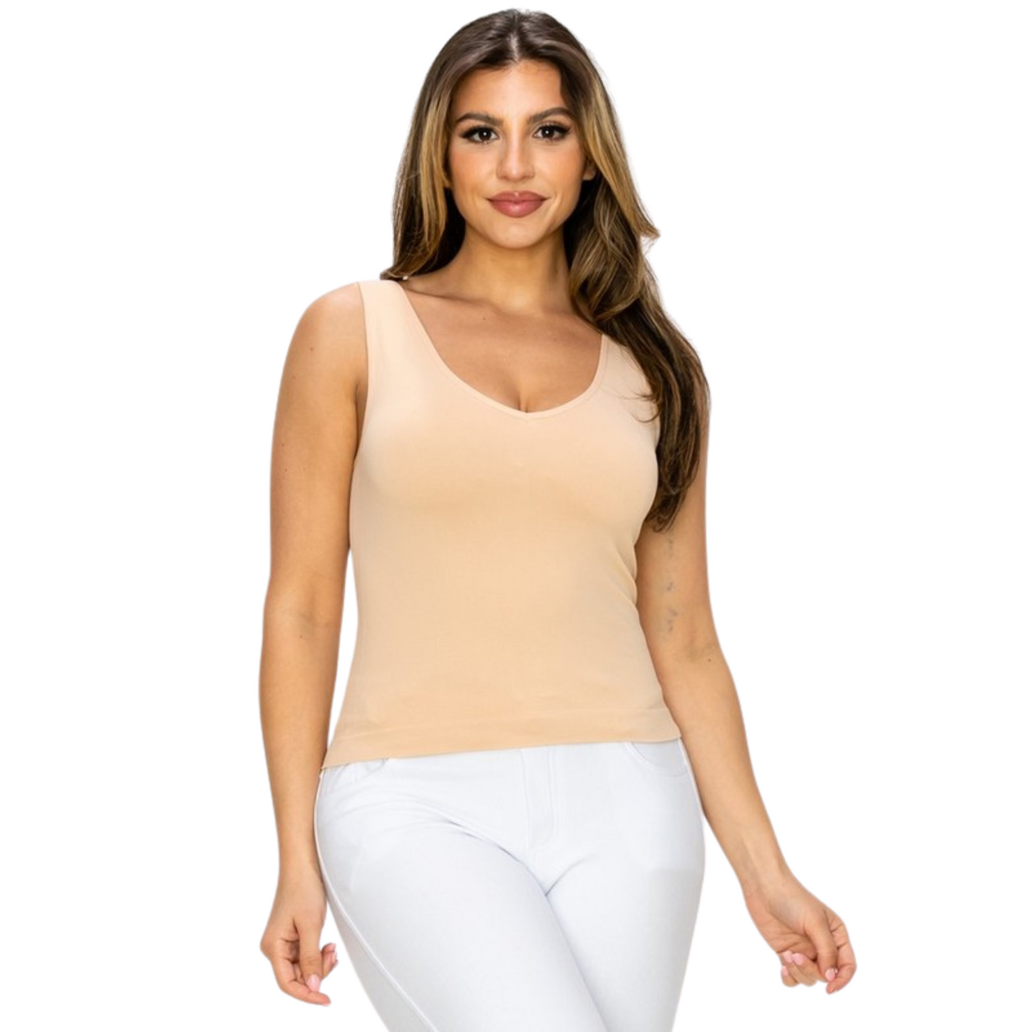 This Seamless Tank Top is the perfect fashion staple for any wardrobe. Constructed from butter soft material and featuring a variety of colors, this tank top is guaranteed to provide a comfortable fit that flatters everyone. One size fit most.