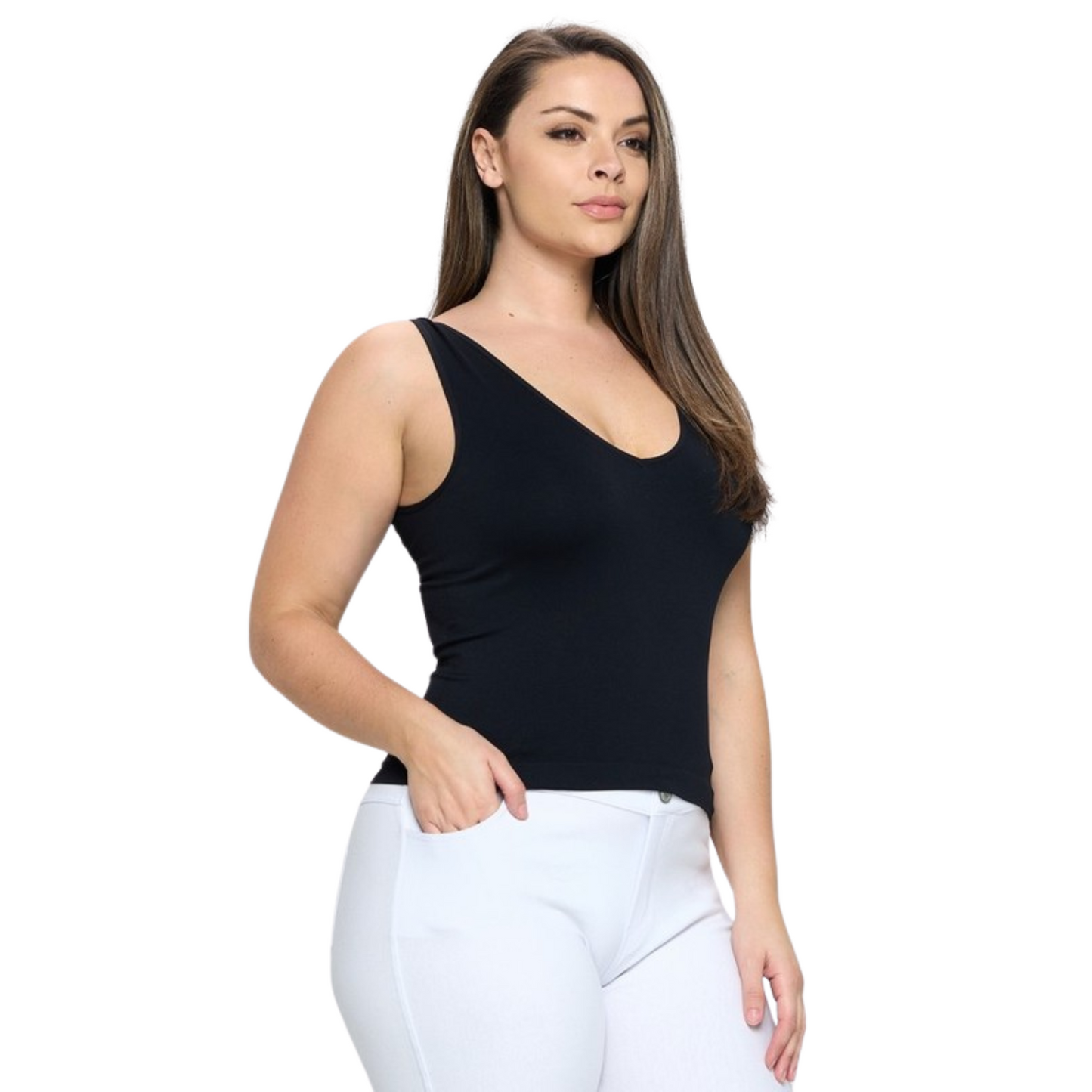 This Seamless Tank Top is the perfect fashion staple for any wardrobe. Constructed from butter soft material and featuring a variety of colors, this tank top is guaranteed to provide a comfortable fit that flatters everyone. One size fit most.