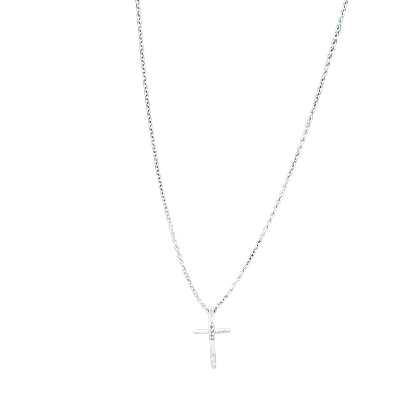 Silver Cross with Rhinestone accents necklace in silver
