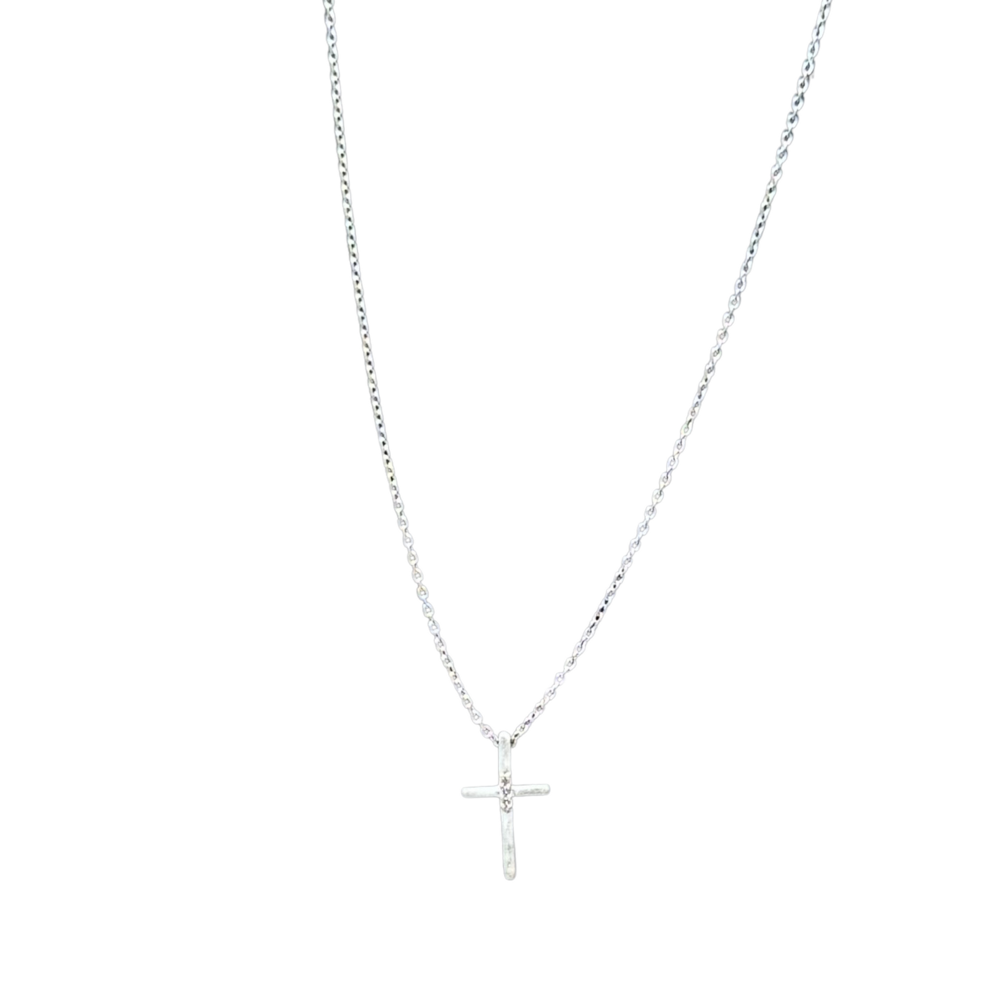 Silver Cross with Rhinestone accents necklace in silver