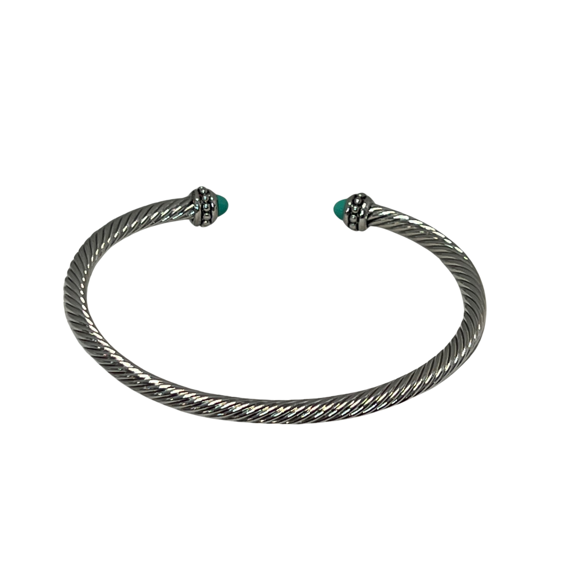 Twisted bangle with stone accents in silver