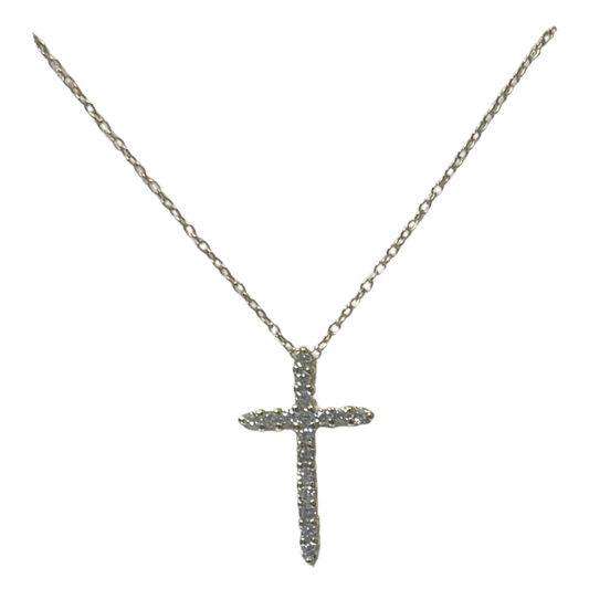 Elevate your style with our Rhinestone Cross Pendant Necklace by Skosh. Embellished with sparkling rhinestones, this elegant necklace features a gold cross pendant and a long chain. Perfect for adding a touch of glamour to any outfit.