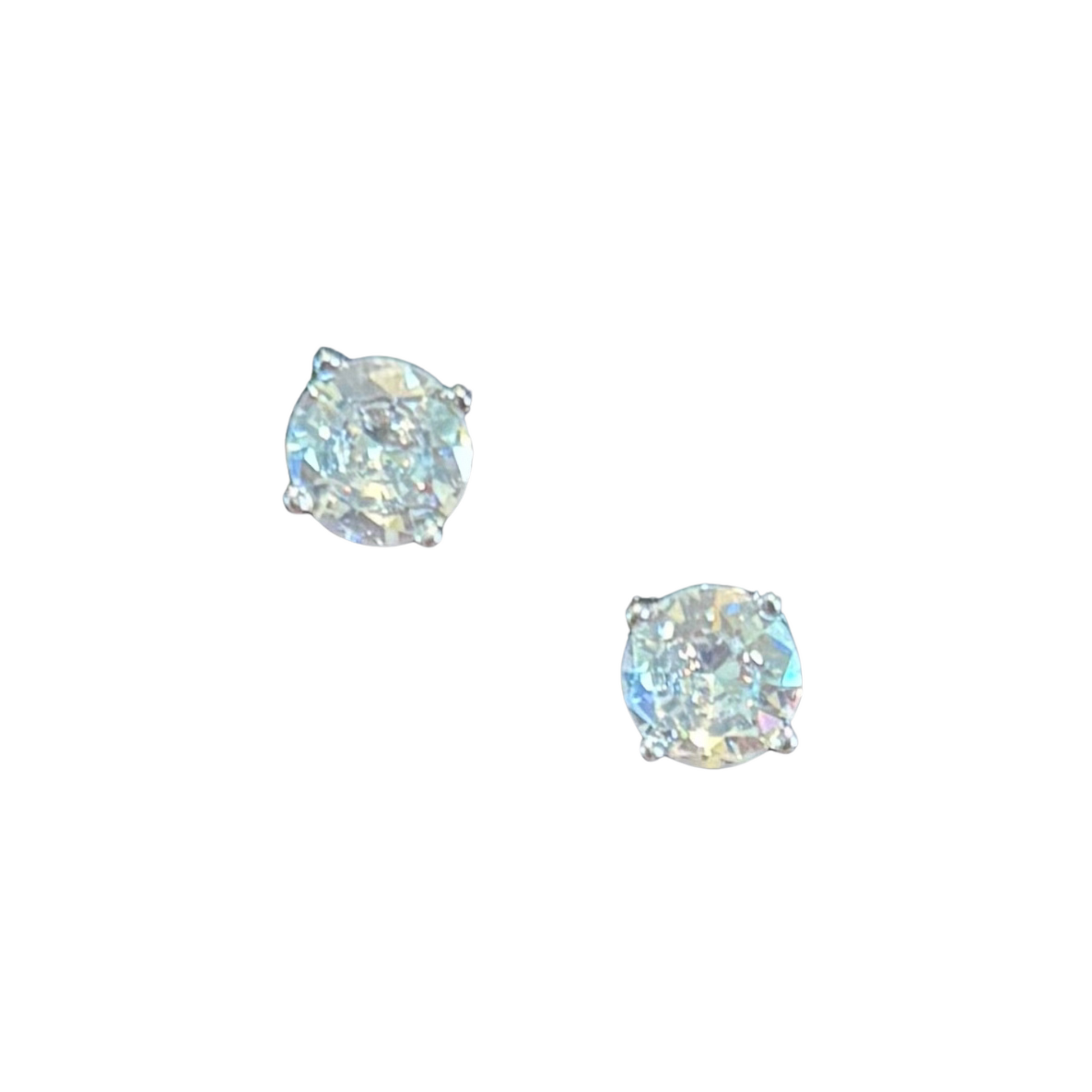 Precision-crafted silver stud earrings featuring delicate rhinestone accents that catch and reflect light beautifully. These small, sophisticated earrings provide versatile elegance for both everyday wear and special occasions. The secure backing ensures comfortable, all-day wear while maintaining the perfect positioning of these refined accessories.