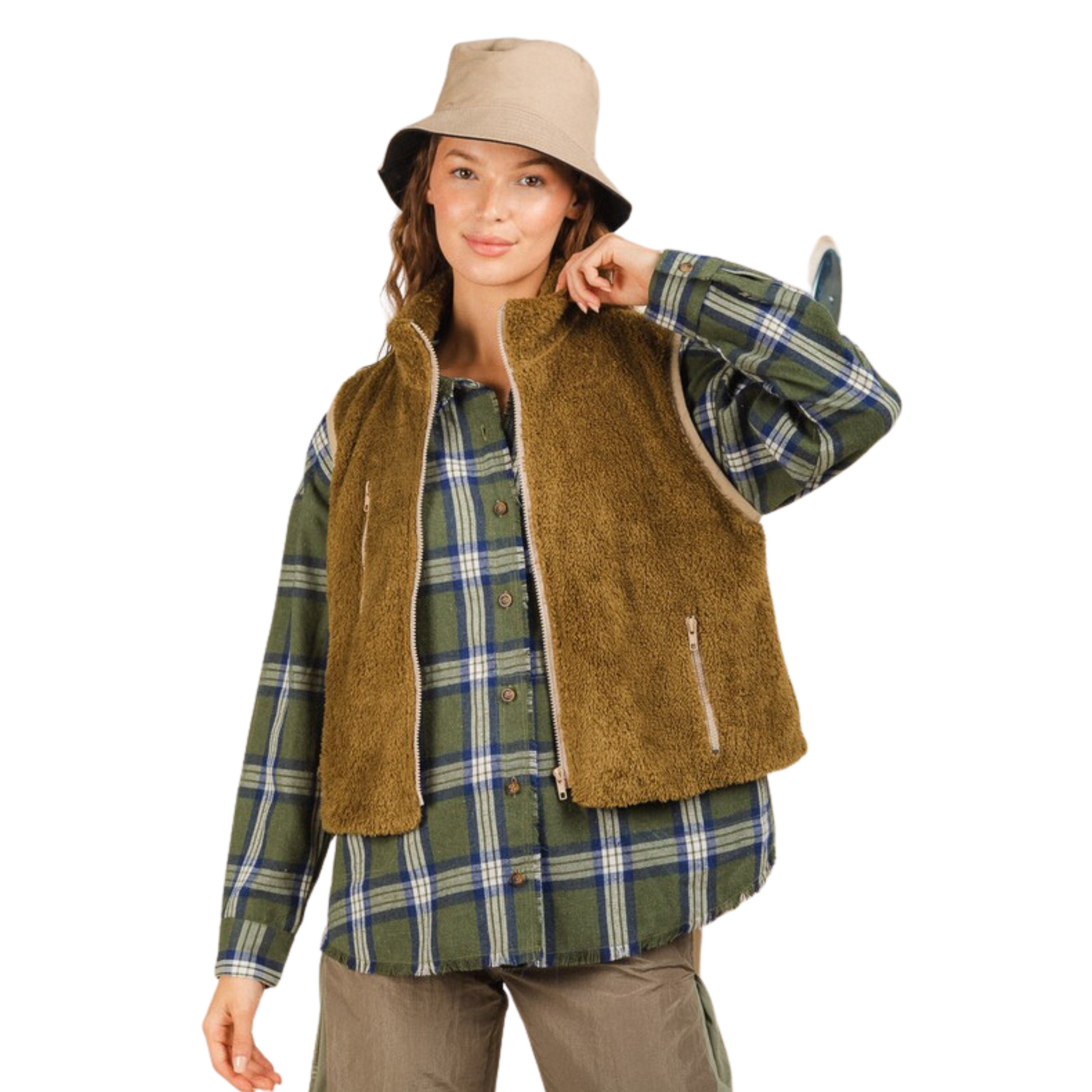 This Soft Fur Vest is the perfect piece to elevate your casual wardrobe. Crafted from luxuriously soft and plush fur, this vest features side pockets and a front zipper for secure closure. With an olive color perfect for any season, this vest is guaranteed to keep you looking and feeling your best.