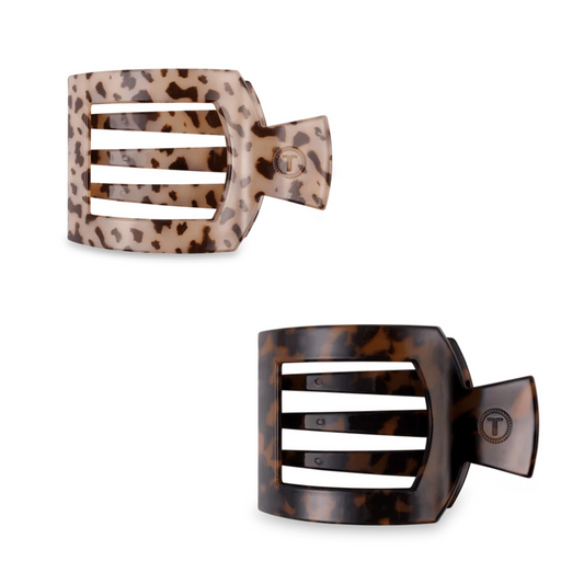 Experience effortless comfort with the Small Flat Square Hair Clip, designed for a secure yet gentle hold thanks to its bendable teeth. Lightweight and durable, it suits all hair types, ensuring reliable grip without compromise. Ideal for all-day wear, it maintains style from morning until night. Available in classic tortoise and blonde tortoise finishes, this clip adds a subtle, sophisticated touch to any look.