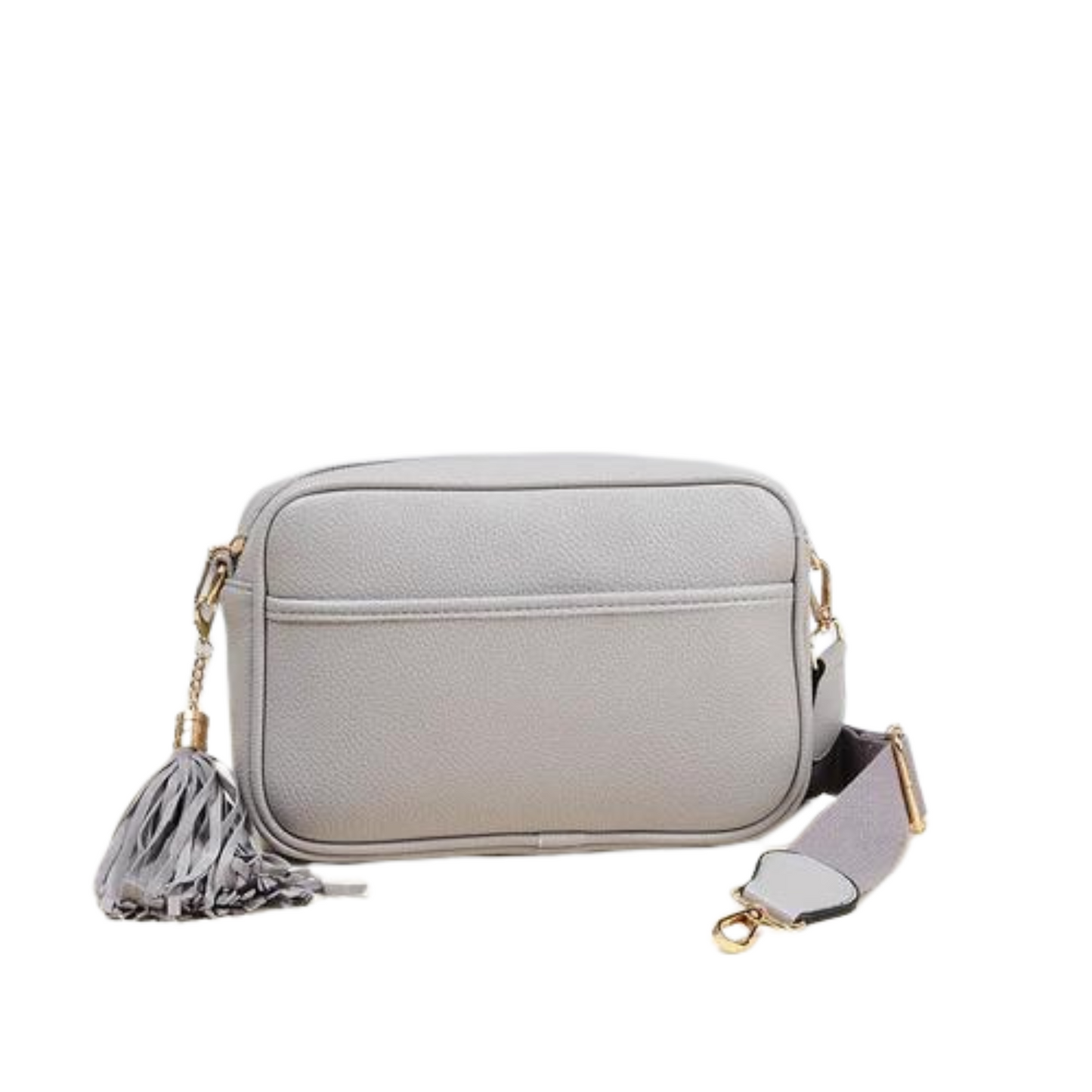 Stay stylish with the Tassel Camera Crossbody. Boasting a tassel accent and adjustable strap, this bag is available in four sophisticated colors: ivory, nude, light grey and light blue. Keep your belongings safe and secure while looking your best.