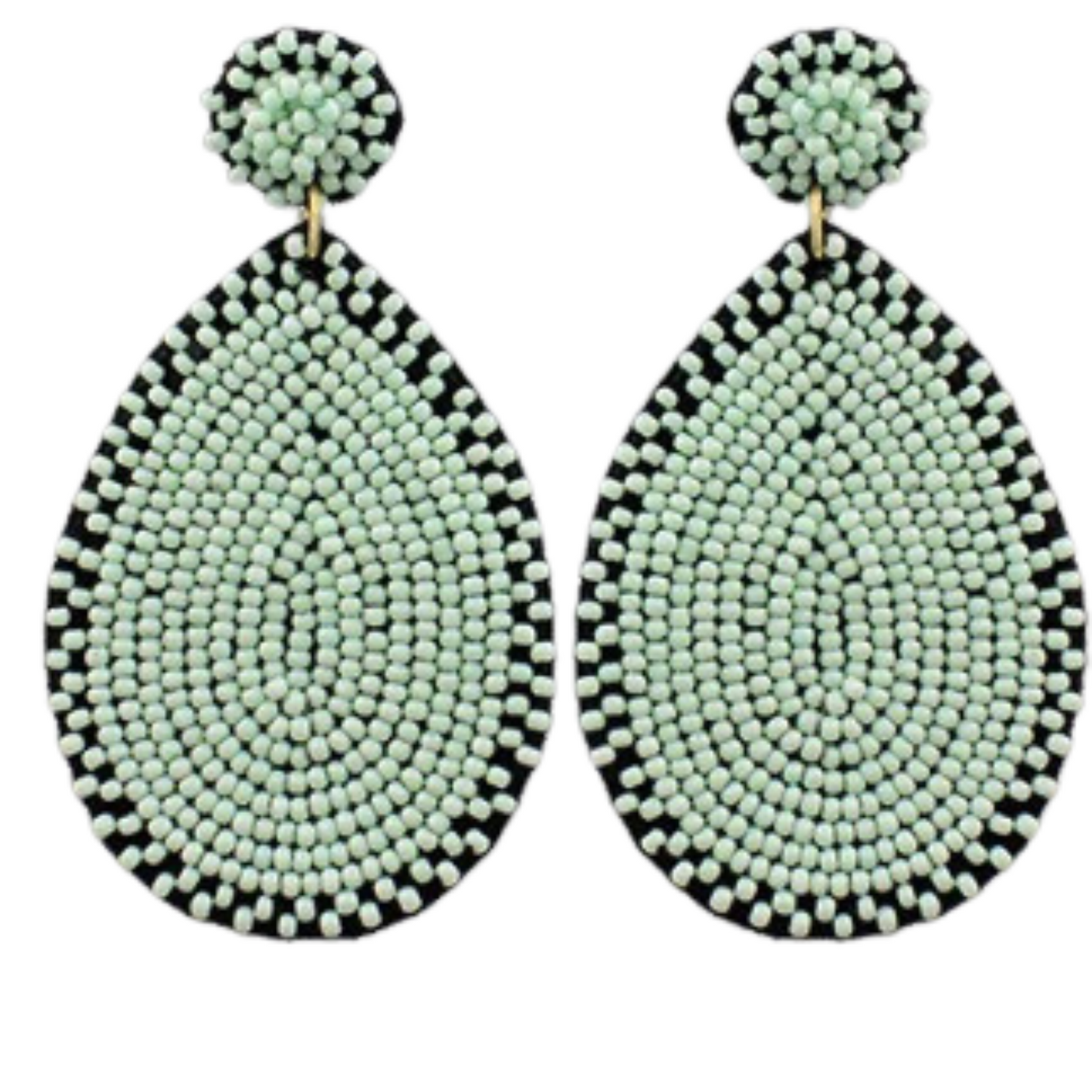 Sea foam colored beaded teardrop earrings