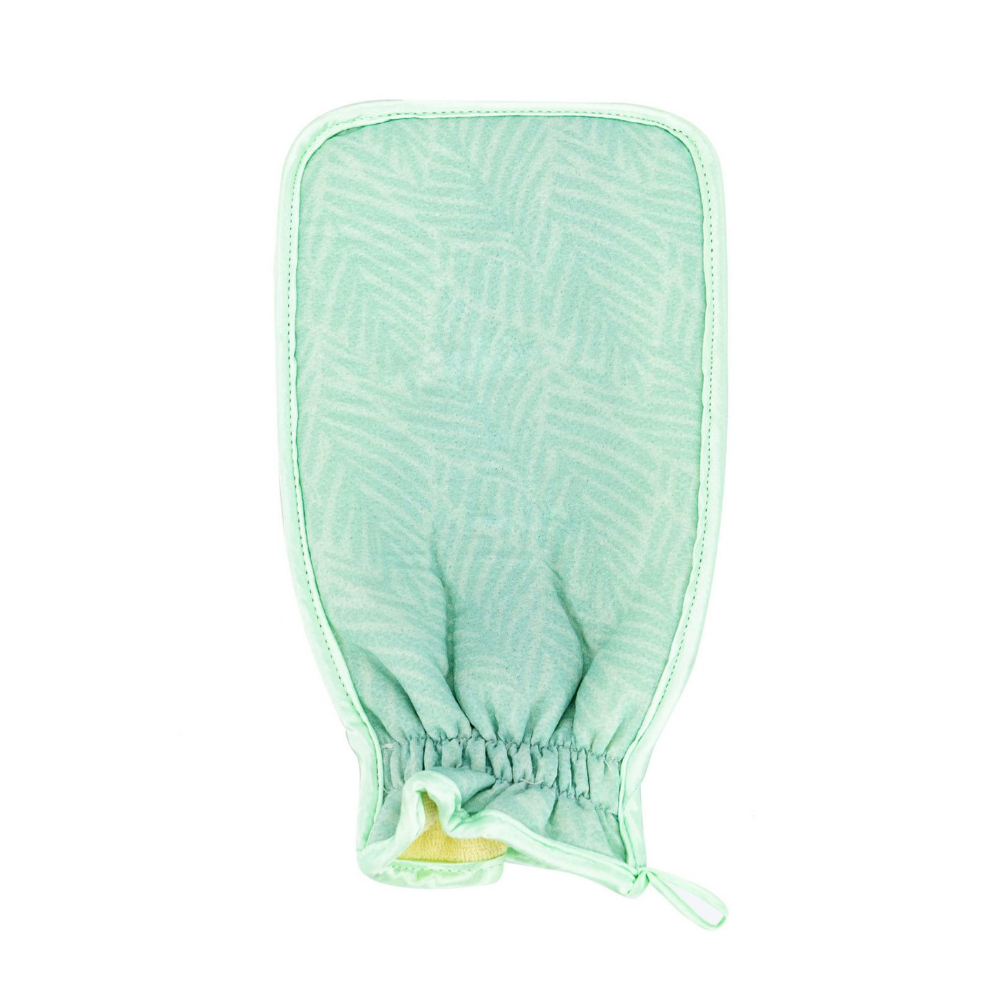 teal patterned exfoliating mitt