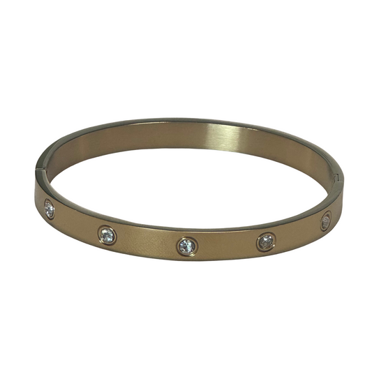 Thin Cuff Bangle with Rhinestones