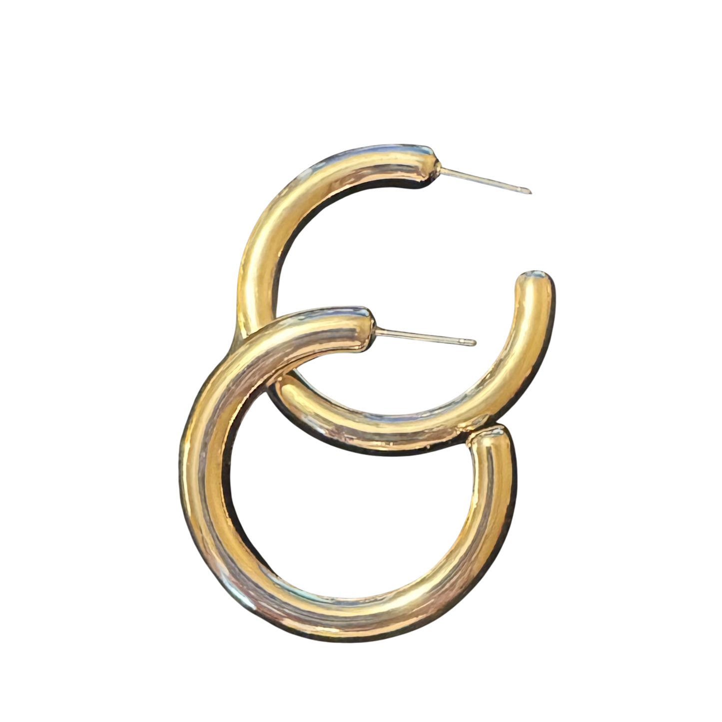 These medium hoops from Perdido Gems showcase substantial gold construction that commands attention without overwhelming your features. The carefully calibrated weight and diameter create a balanced aesthetic suitable for both professional and casual settings. Premium gold composition ensures lasting wear and resistance to tarnishing, while the smooth finish reflects light beautifully throughout the day.