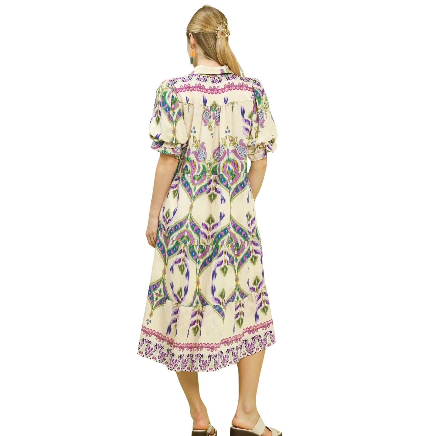 Elevate your wardrobe with this sophisticated Umgee tiered midi dress, designed for the discerning woman. The flattering V-neckline and crisp collar create a polished silhouette, while cascading tiers add dimension and movement throughout. Perfect for transitional dressing, this piece effortlessly bridges casual and refined occasions. The midi length offers timeless elegance with modern styling details. Crafted with attention to quality construction, this dress delivers versatile appeal for any season.