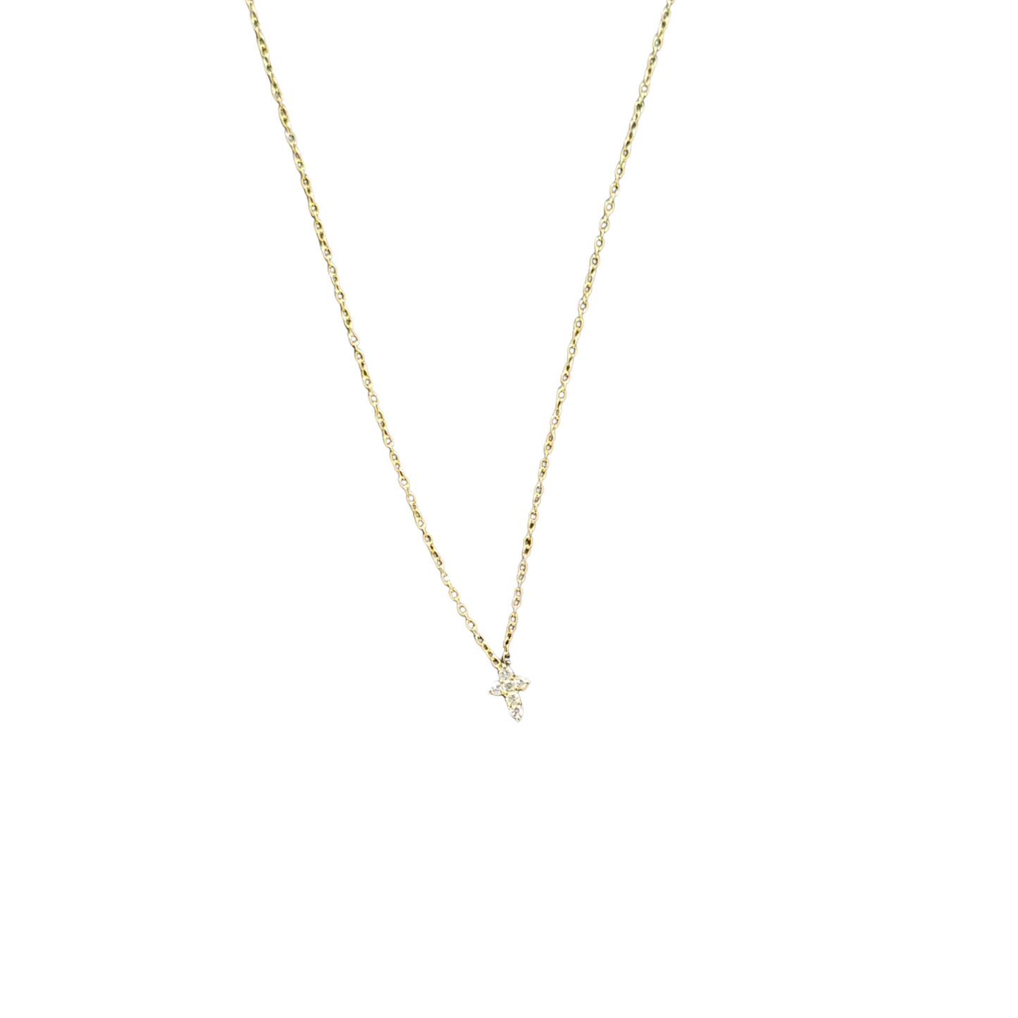 This Tiny Rhinestone Cross Necklace by Skosh brand is expertly crafted with delicate gold and sparkling rhinestone accents. Elevate your style with this stunning and elegant accessory. Add glamour and grace to any outfit with this charming tiny cross pendant.