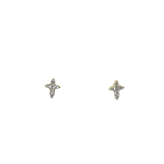 Expertly crafted by Skosh, these Tiny Rhinestone Cross Earrings feature elegant gold detailing and sparkling rhinestone accents. The petite size and classic stud design make them perfect for a subtle yet stylish accessory. Elevate any outfit with these delicate and sophisticated earrings.