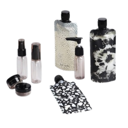 The Ultimate Travel Set is your perfect companion for hassle-free travel. With its convenient mini packing tools, including a spray bottle, pump bottles, mini jars, and flat pouch bottles, you can easily carry your favorite liquids in a reusable travel pouch. Made with BPA-free materials, this stylish set not only meets TSA carry-on liquid requirements but is also environmentally friendly. Keep your vanity clutter-free and make your packing process a breeze with this dishwasher safe set.